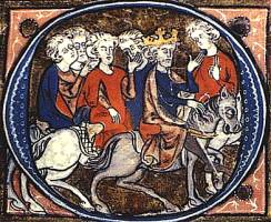 Image: 'Arthur and His Knights Riding' (artist unknown)