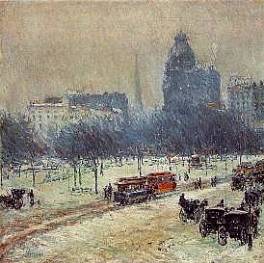 Childe Hassam, 'Winter in Union Square'