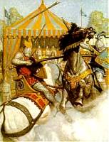 Painting: 'Lancelot Fights Mador' by N. C. Wyeth